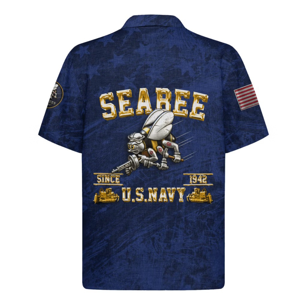 US Navy Seabees 250th Years Of Service Hawaiian Shirt We Build We Fight Aloha Shirt For Sale - Image 2