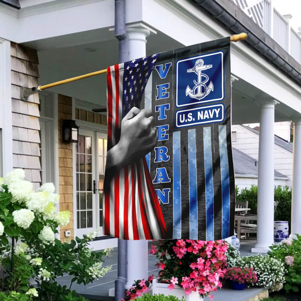 US Navy Veteran Flag American Flag US Navy Merch 4th Of July Outdoor Decor Gifts For Veteran
