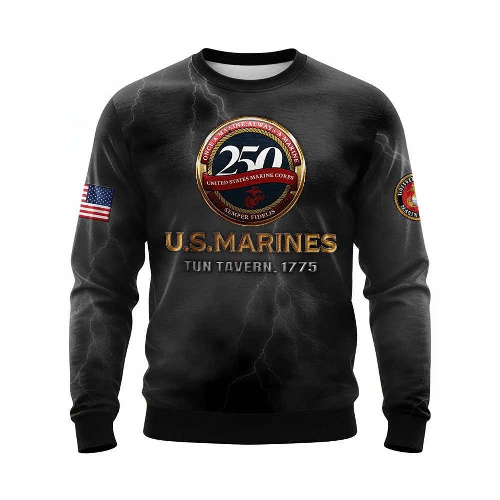 USMC 250Th Anniversary 1755 2025 Sweatshirt Marine Corps Merch Xmas Gifts For Veterans - Image 2