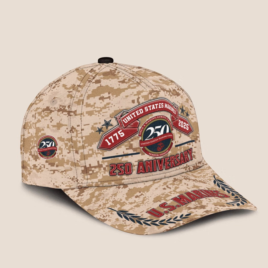 USMC 250Th Anniversary Camo Hat 1775 2025 Marine Corps Veteran Baseball Cap USMC Merch - Image 2