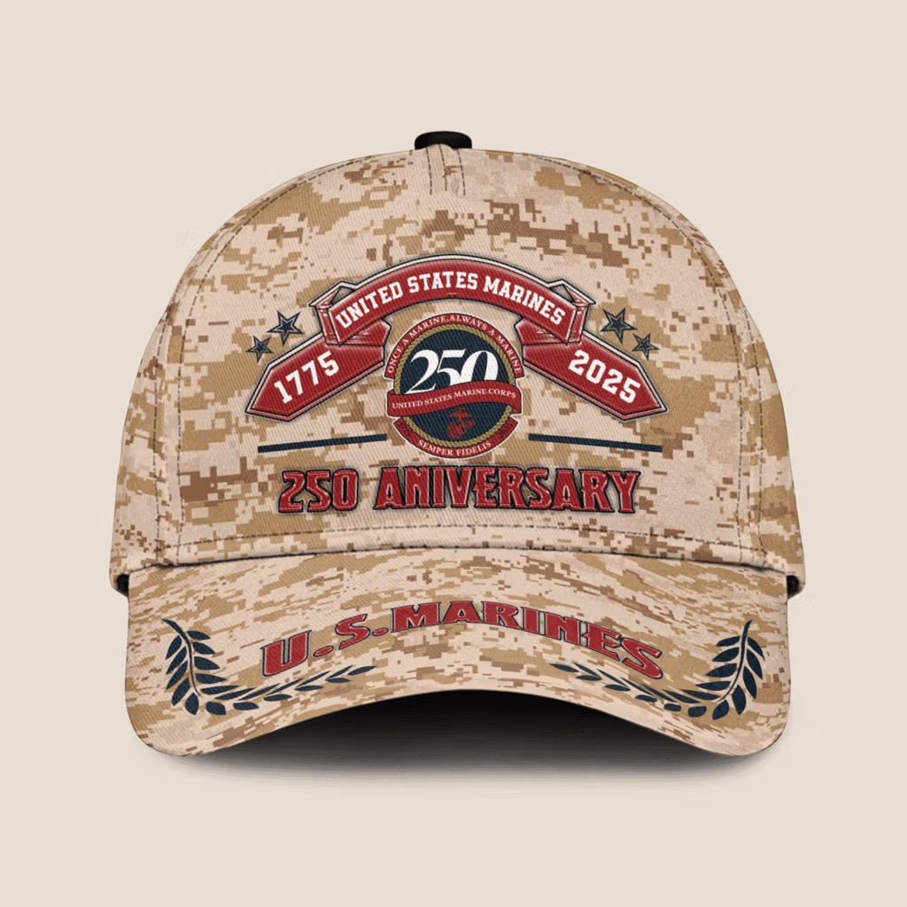 USMC 250Th Anniversary Camo Hat 1775 2025 Marine Corps Veteran Baseball Cap USMC Merch