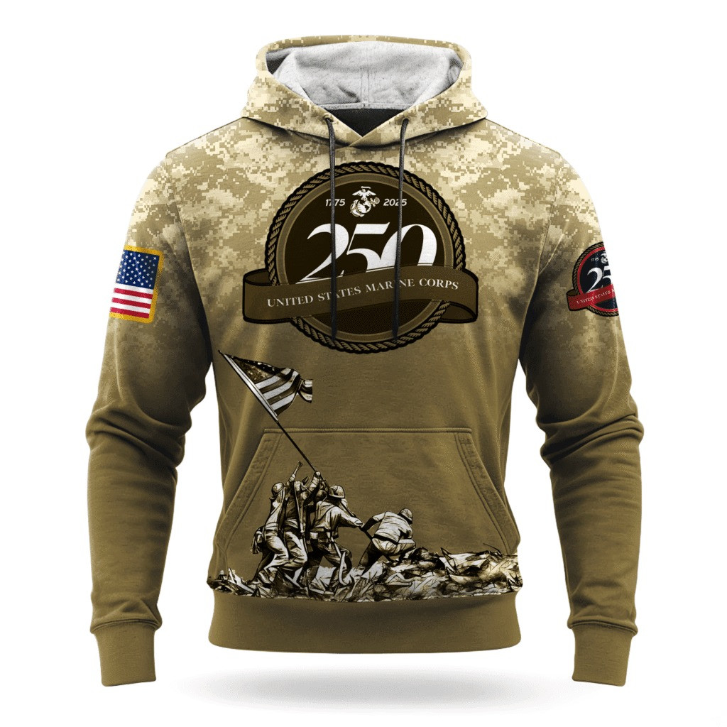 USMC 250Th Anniversary Camo Hoodie 1775 2025 Marine Corps Veteran Clothing Christmas Gifts