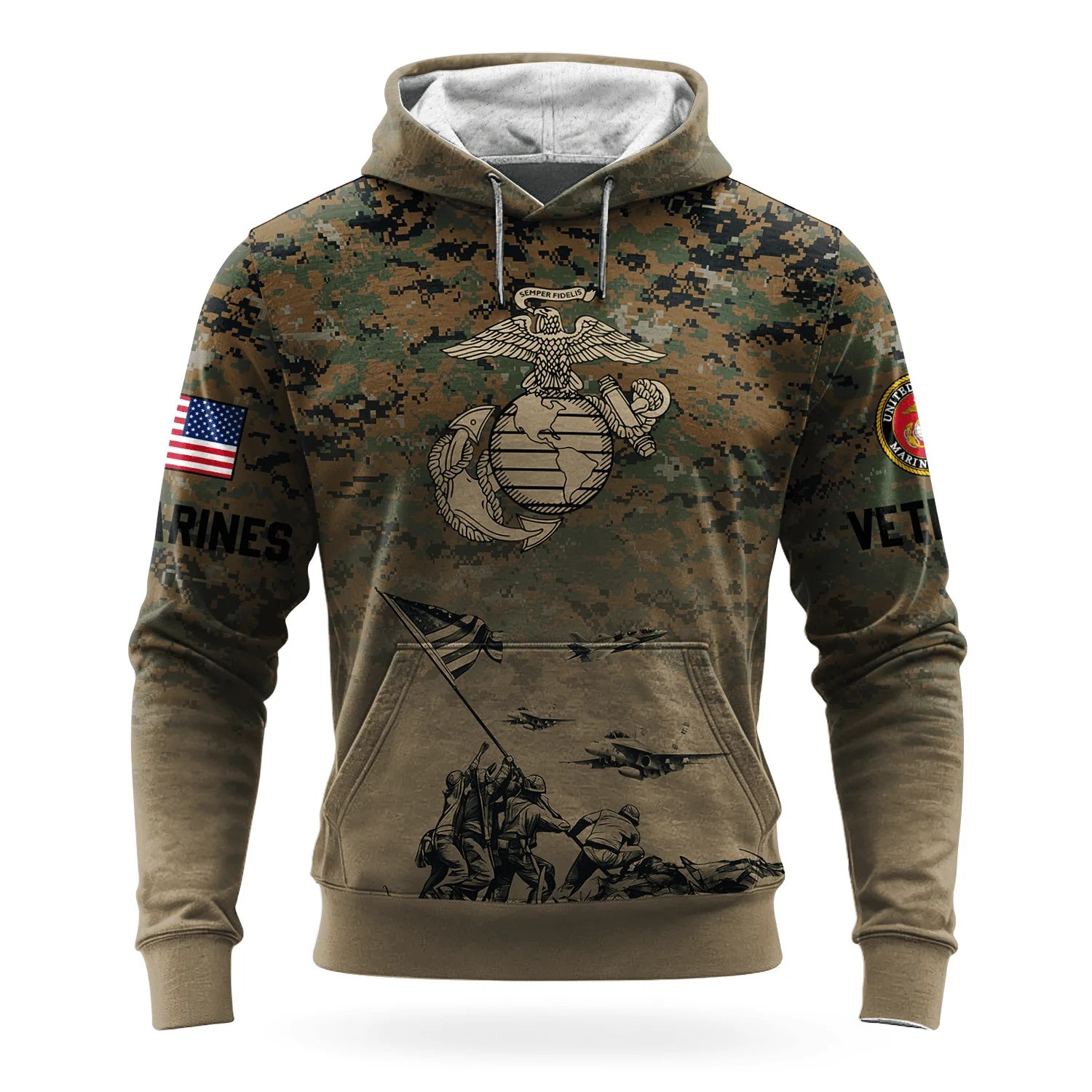 USMC 250Th Anniversary Camo Hoodie Marine Corps Veteran Clothing Best USMC Christmas Gifts