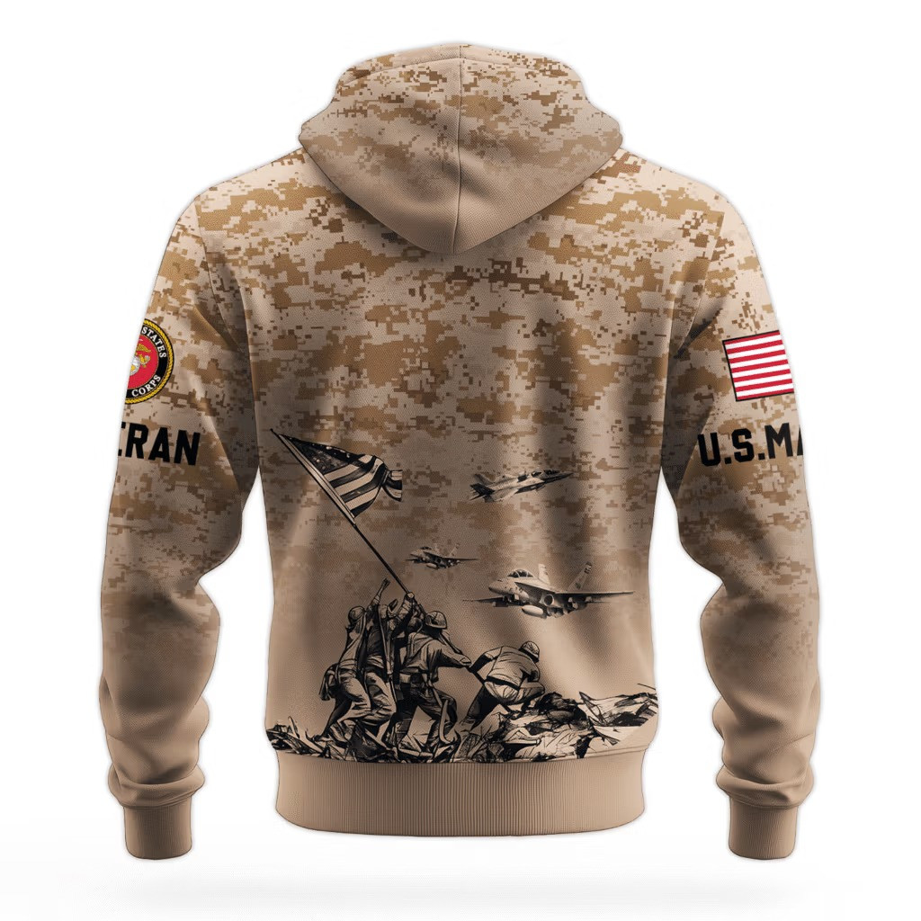 USMC 250Th Anniversary Camo Hoodie Marine Corps Veteran Clothing Patriotic Gifts 2025 - Image 2