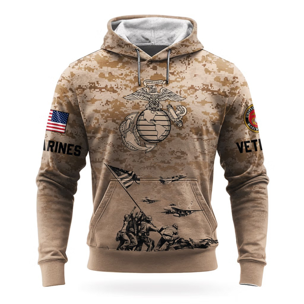 USMC 250Th Anniversary Camo Hoodie Marine Corps Veteran Clothing Patriotic Gifts 2025