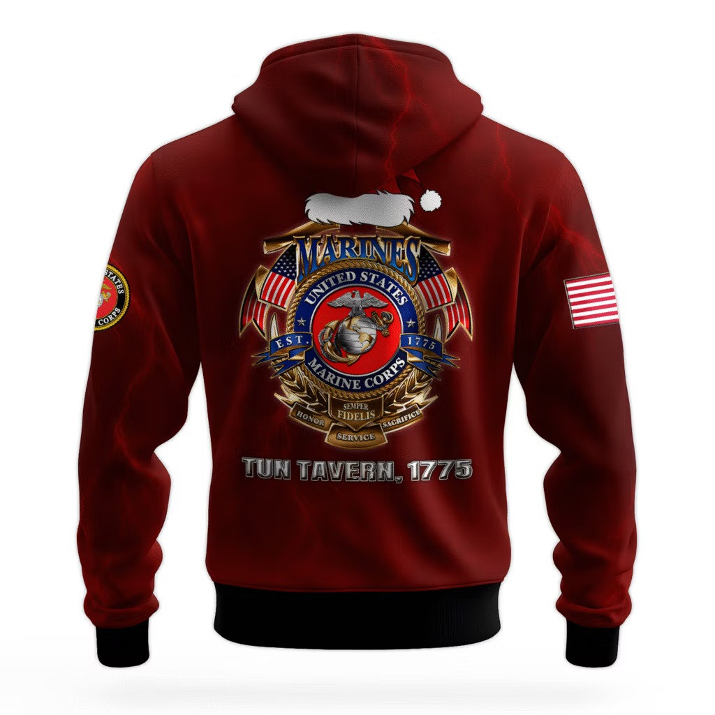 USMC 250Th Anniversary Christmas Hoodie 1775 2025 Marine Corps Veteran Apparel Gift Ideas - Image 2