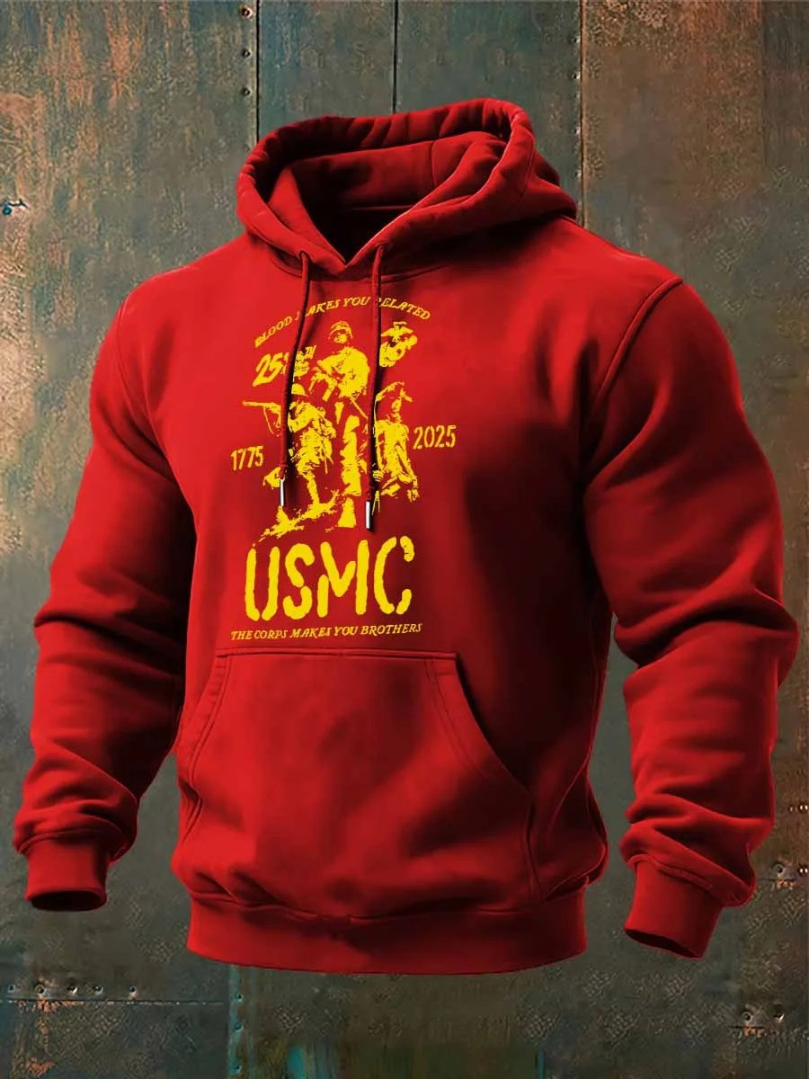 USMC 250th Anniversary Hoodie 1775 2025 Marine Corps Veteran Apparel Gifts For Brotherhood - Image 2