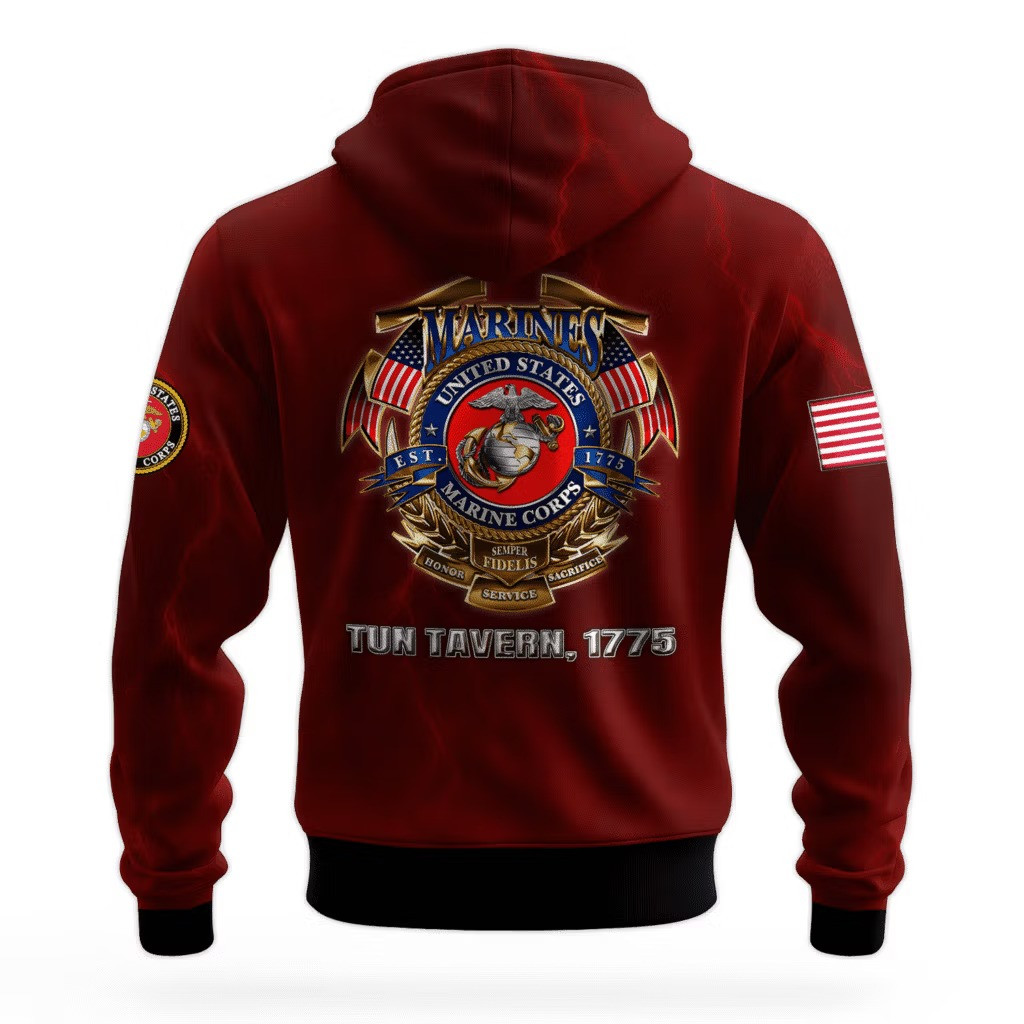 USMC 250Th Anniversary Hoodie 1775 2025 Marine Corps Veteran Apparel USMC Merch Unique - Image 2