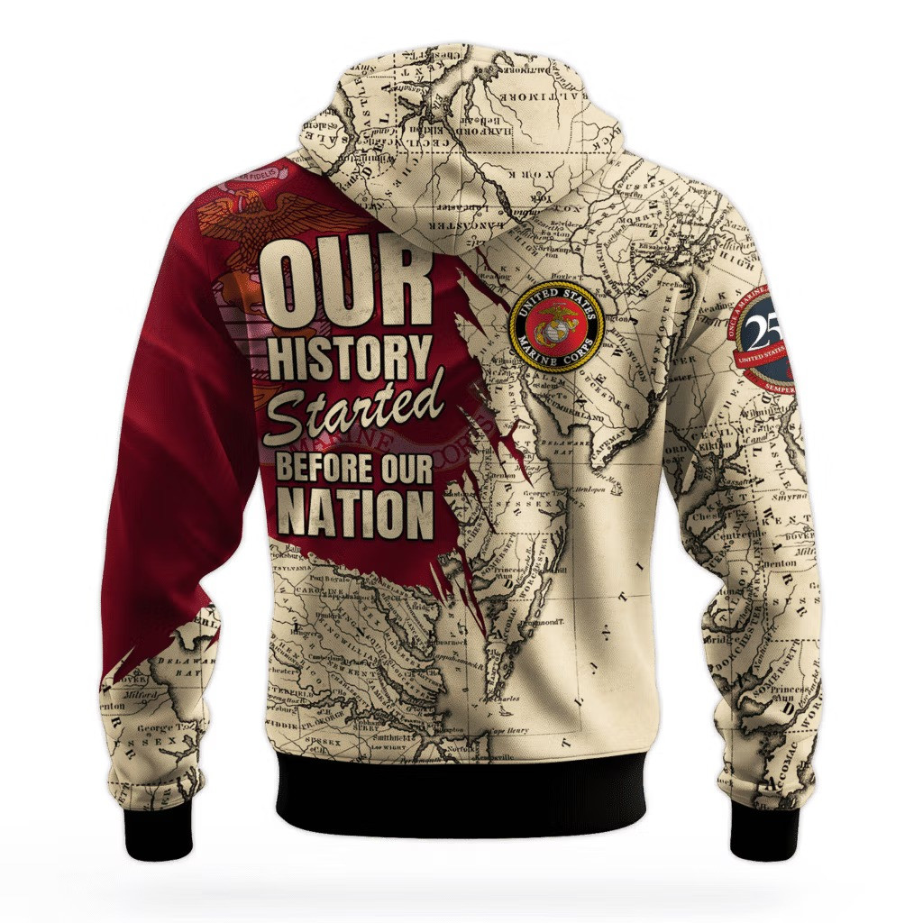USMC 250Th Anniversary Hoodie 1775 2025 Marine Corps Veteran Clothing Unique Gifts For Vets - Image 2
