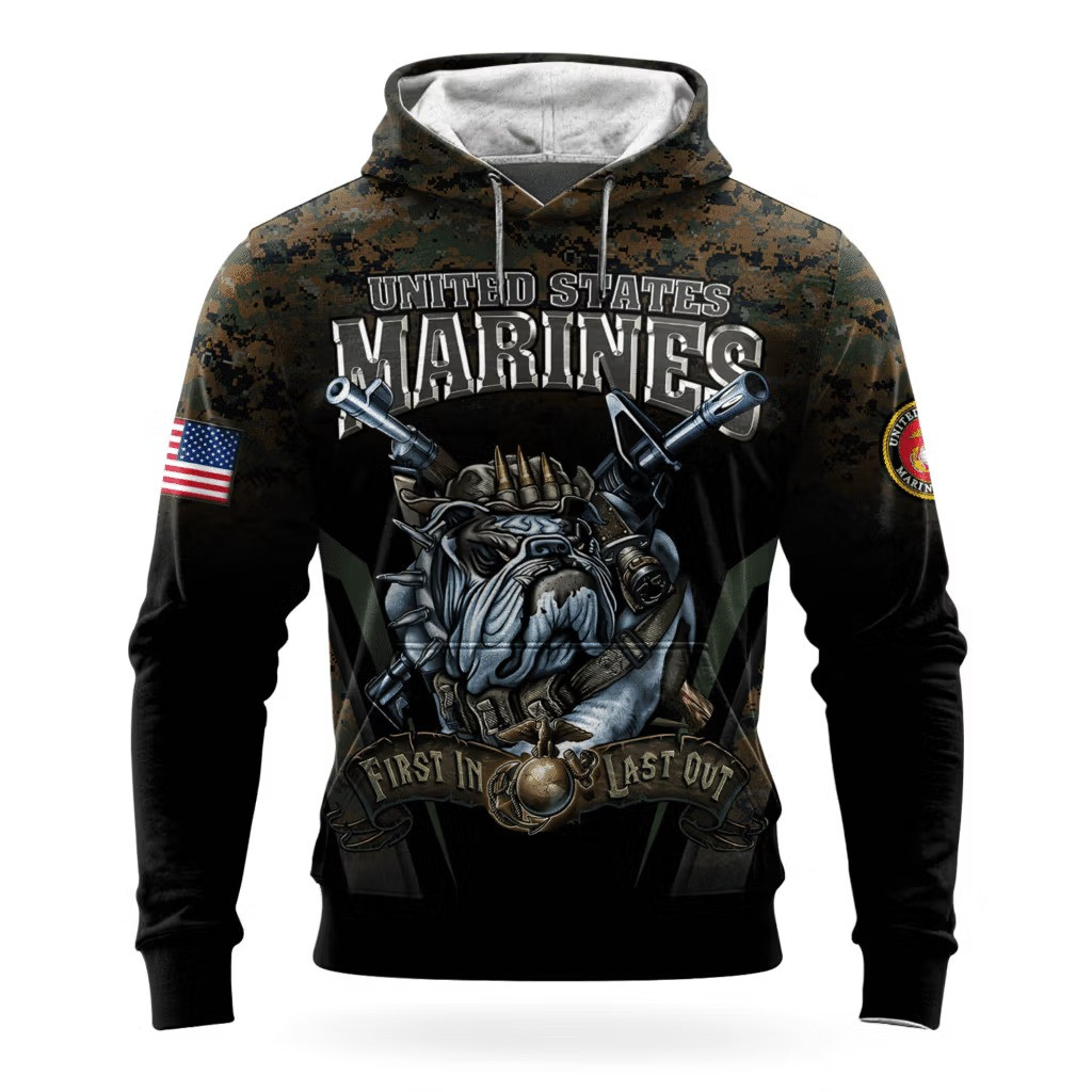 USMC Bulldog Devil Dog 250Th Anniversary Camo Hoodie 1775 2025 Marine Corps Veteran Clothing