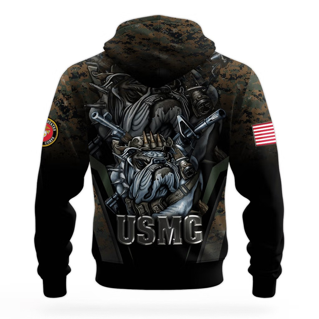 USMC Bulldog Devil Dog 250Th Anniversary Camo Hoodie 1775 2025 Marine Corps Veteran Clothing - Image 2