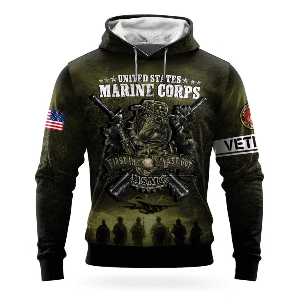 USMC Bulldog Devil Dog 250Th Anniversary Hoodie Marine Corps Merch Veteran Gift Ideas