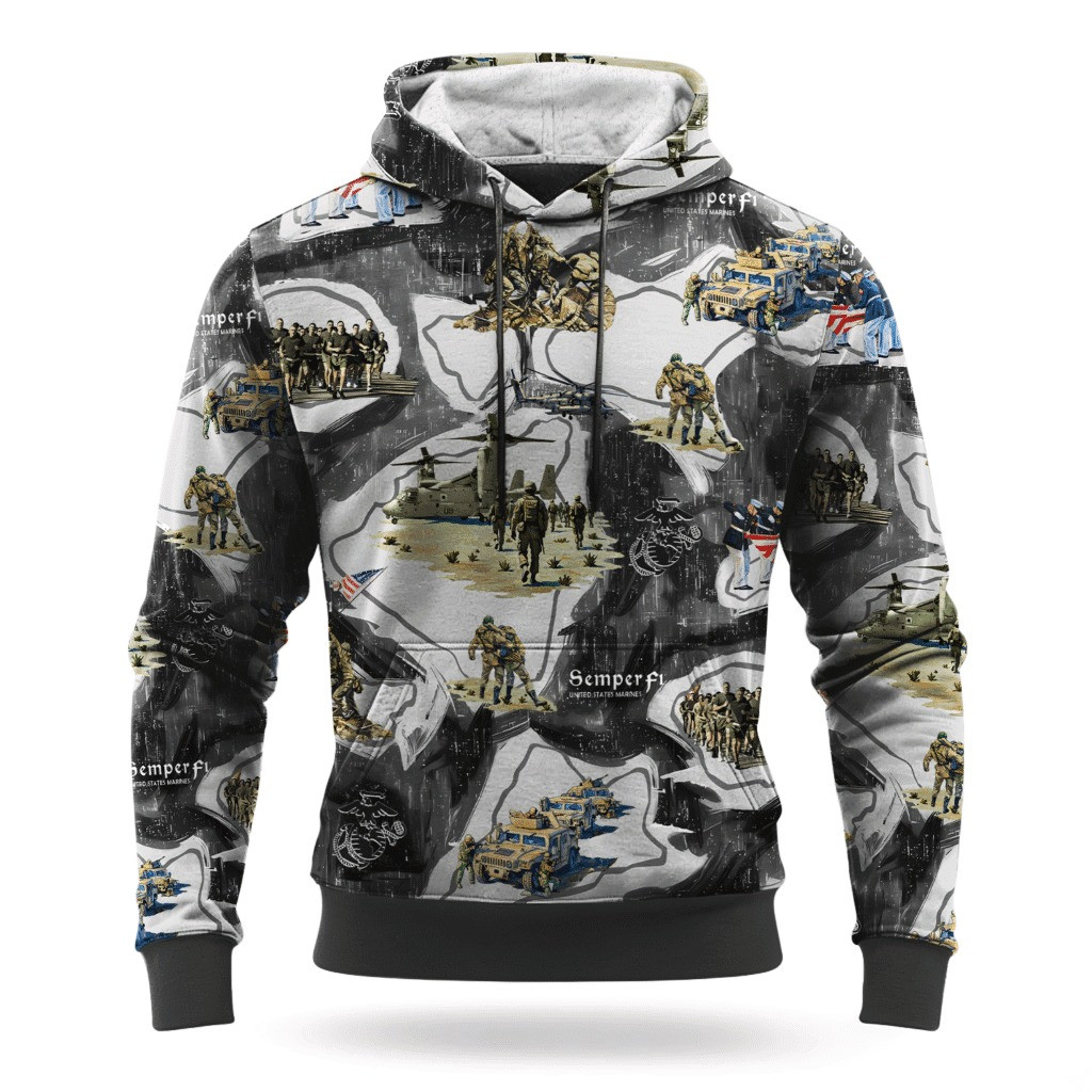 USMC Semper Fi 250Th Anniversary Hoodie Marine Veteran Apparel Unique Marine Corps Gifts