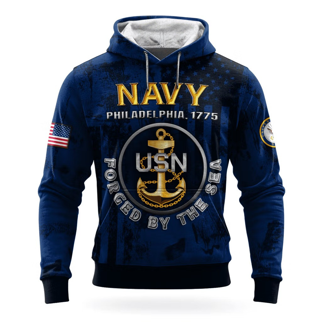 USN Navy Force By The Sea 250Th Anniversary Hoodie 1775 2025 Patriotic Navy Veteran Clothing