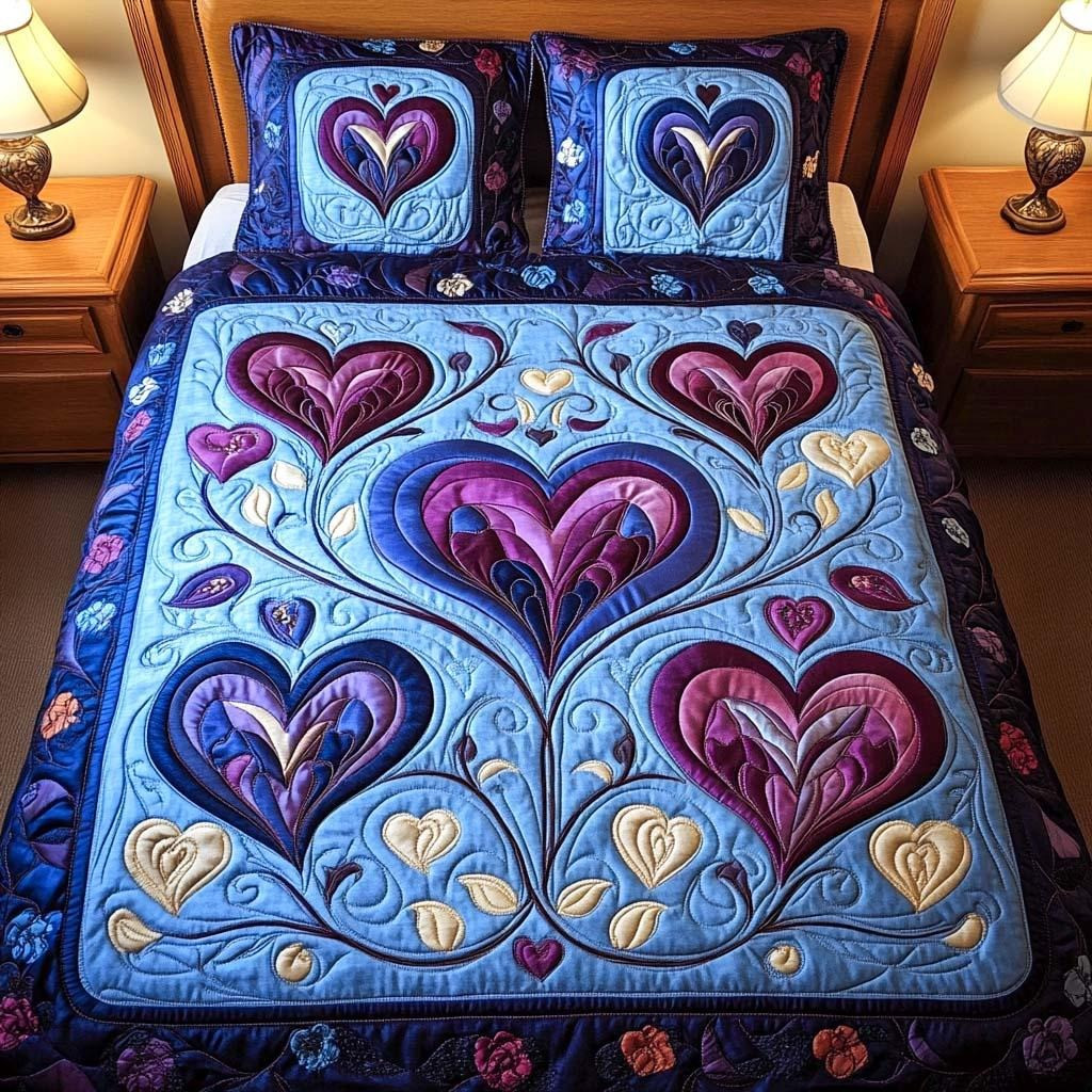 Vivid Love Quilted Bedding Set Romantic Bedroom Decor Valentine's Day Gifts For Couples
