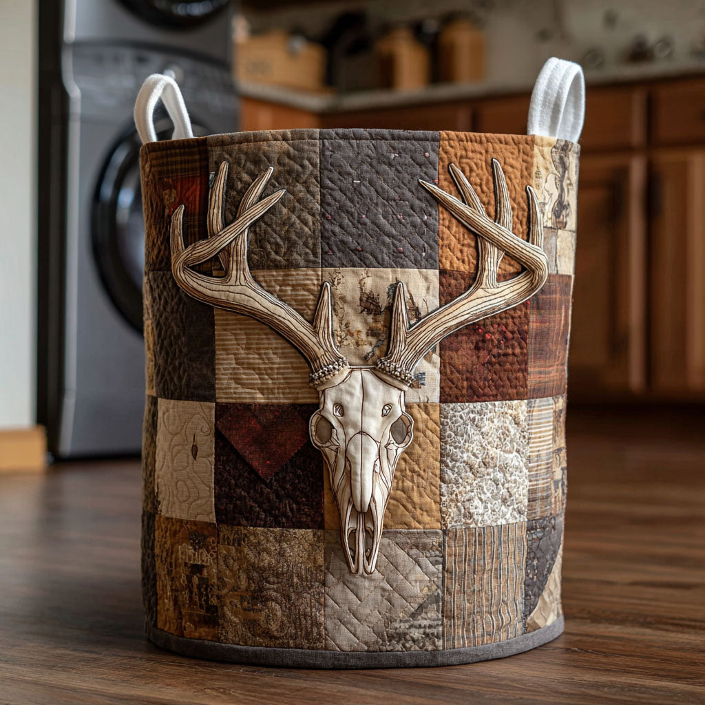 Western Longhorn Patchwork Antler Haven Laundry Basket Clothes Hamper Great Gifts Items