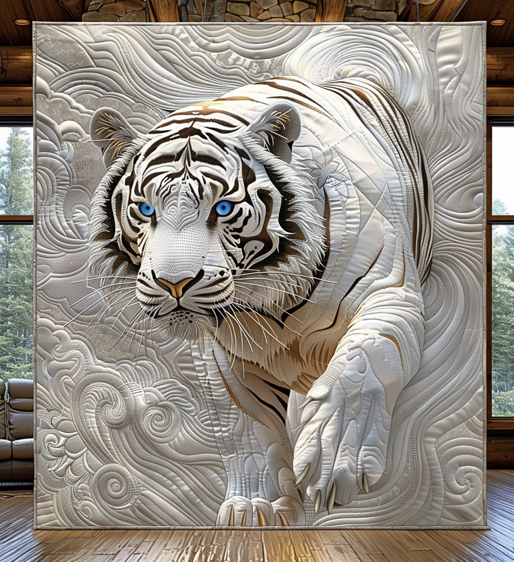 White Tiger Quilted Blanket Siberian Spirit Throw Blanket Presents For Tiger Lovers