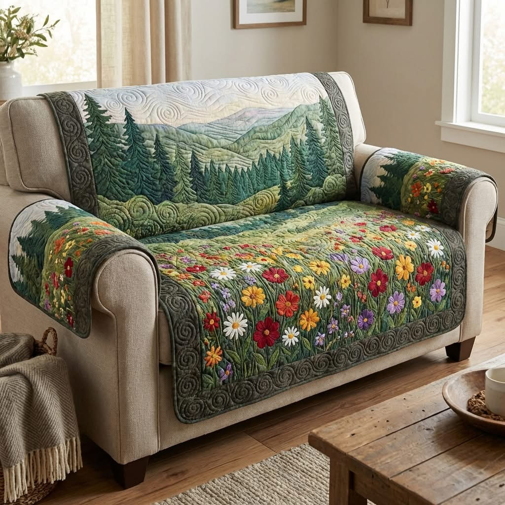 Wildflower Meadow Quilted Sofa Cover Nice Couch Covers Gifts For Nature Lovers