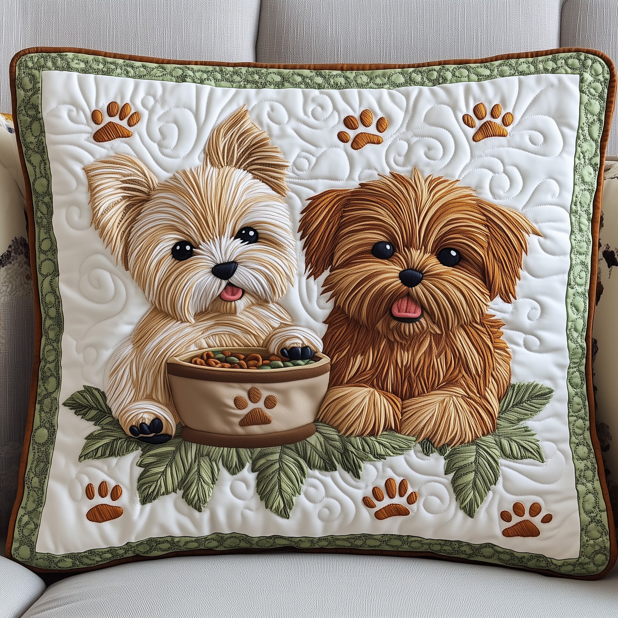 Yorkshire Terrier Quilted Pillow Case Decorative Pillow Cover MerchCute Gifts For Dog Lovers Owners