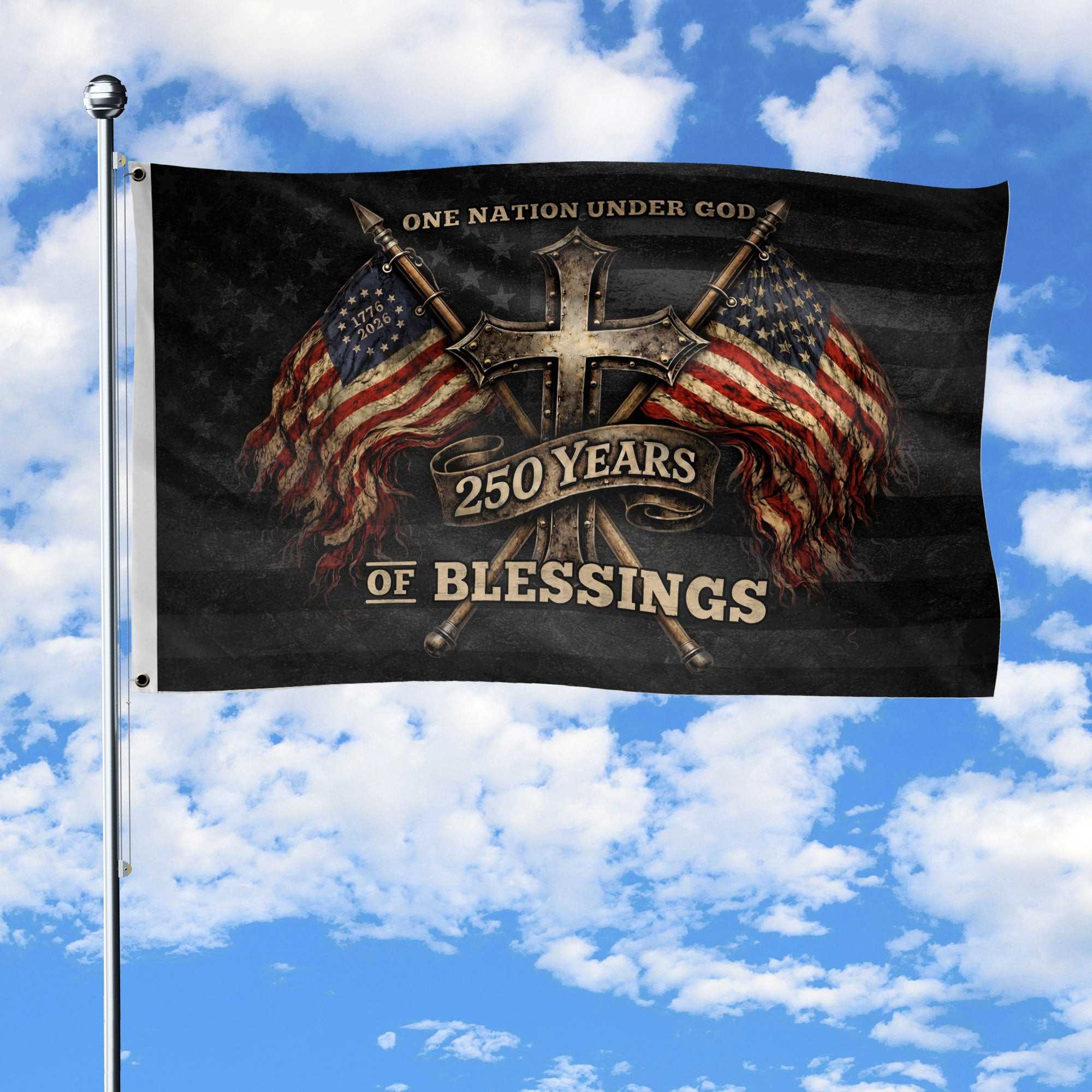 1776 2026 250th Anniversary Garden Flag American Christian Patriotic Faith Freedom Decor