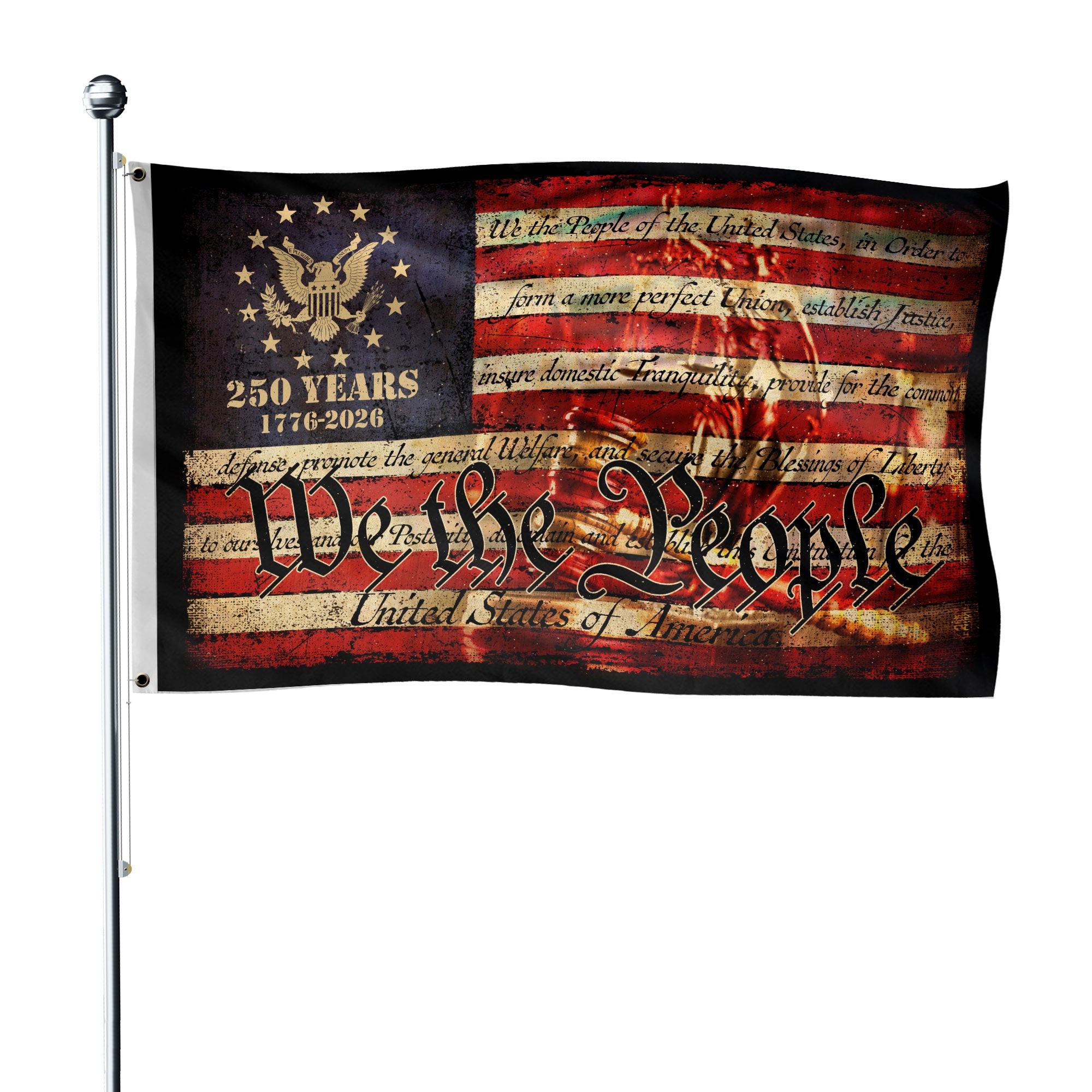 250 Years Semiquincentennial Flag 1776 2026 We The People Double Sided Patriotic Decor