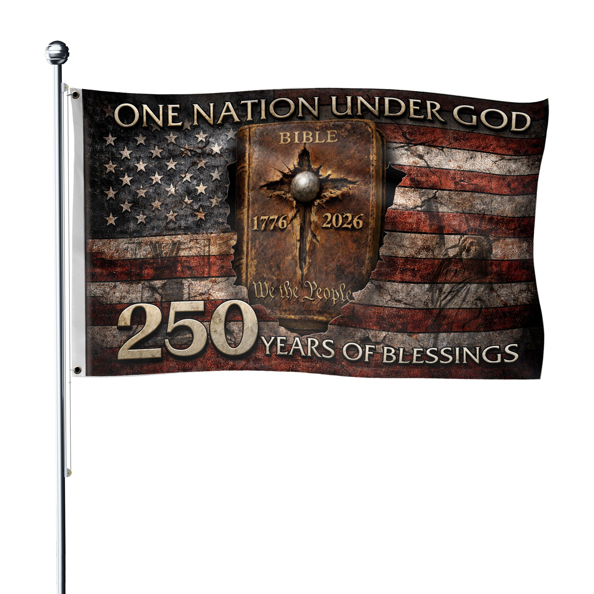 250th Anniversary Celebration Garden Flag 1776 2026 Christian USA Faith Patriotic Decor