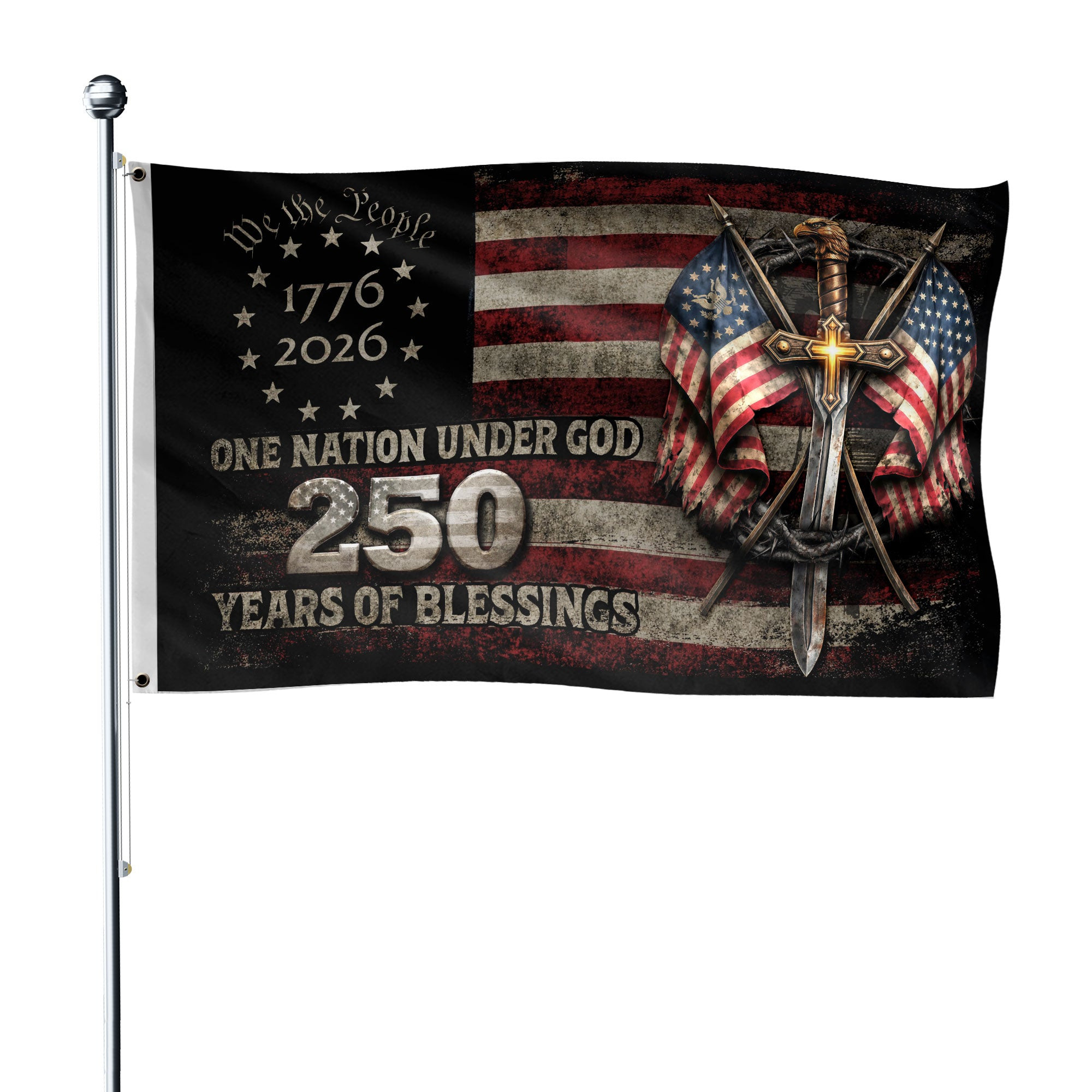 250th Anniversary Garden Flag 1776 2026 America Christian Patriotic Decor Best Gift