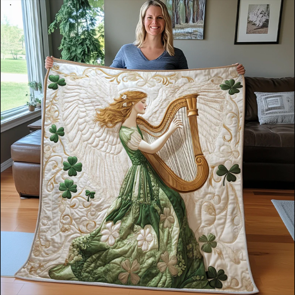 A Song Lucky Play By Angel Patrick's Day Quilt Blanket Best Gift For Irish