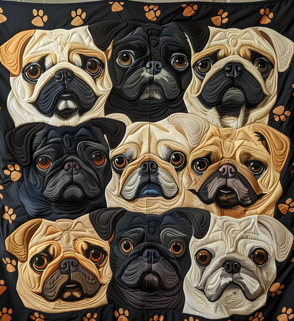 Adorable Pug Gallery Quilted Blanket Boho Bedroom Ideas Pug Lover Gift Ideas