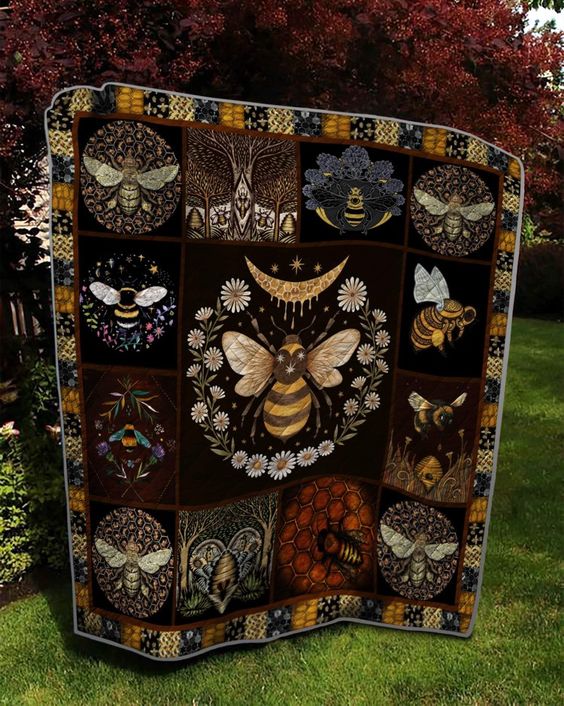 Aesthetic Pattern Bee Quilted Blanket Bedding Ideas Bee Gifts For Her