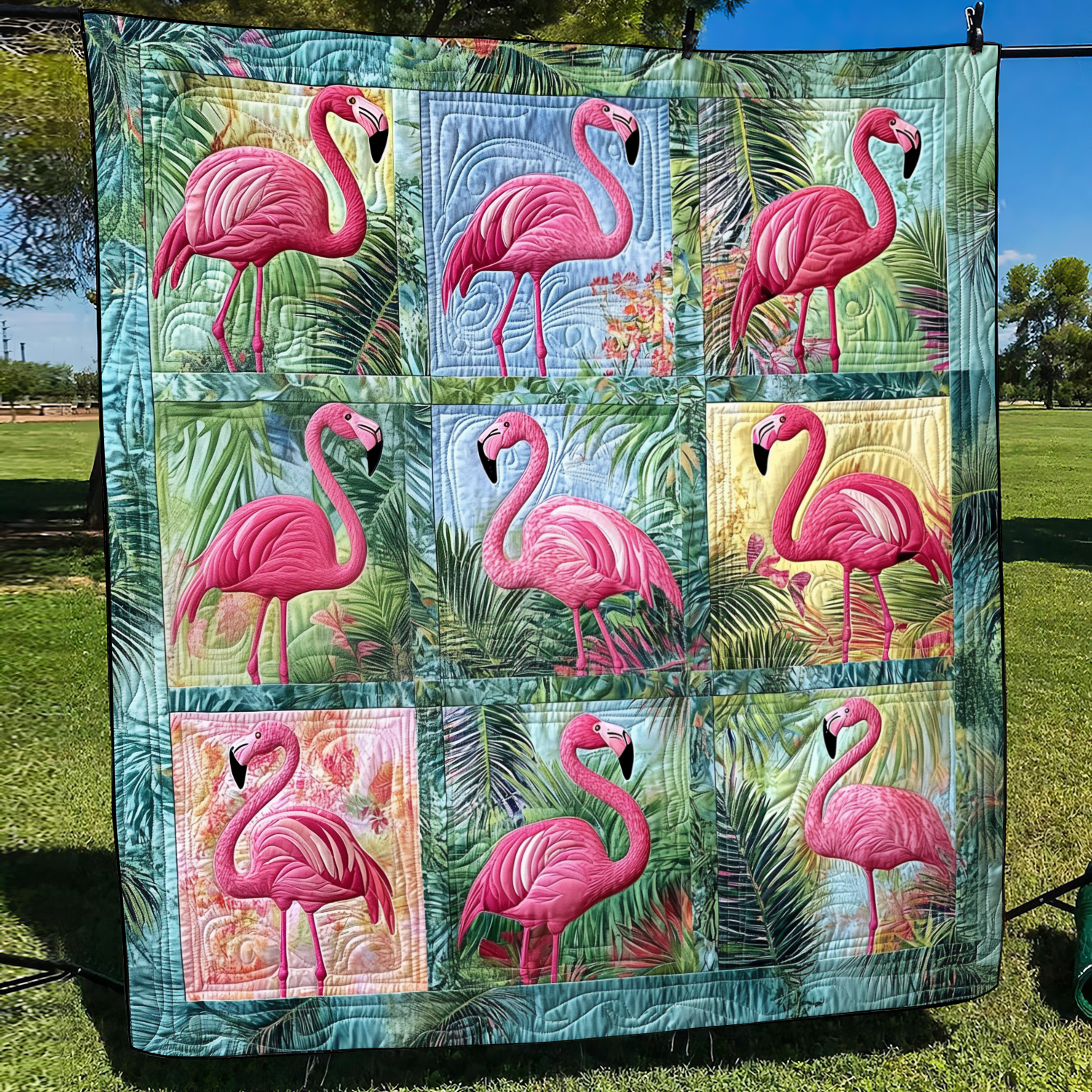 Affectionate Flamingo Quilted Blanket Bed Decor Flamingo Inspired Gifts