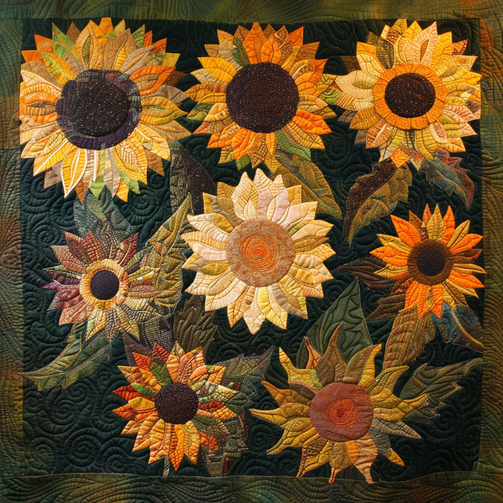 Amber Sunflower Delight Quilted Blanket Quilt Comforter Sets Unique Mother's Day Gifts