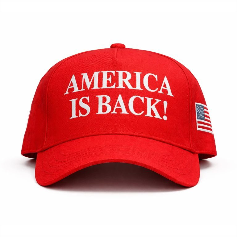 America Is Back Hat USA Flag Ball Cap Red Patriotic Merchandise Gifts Ideas