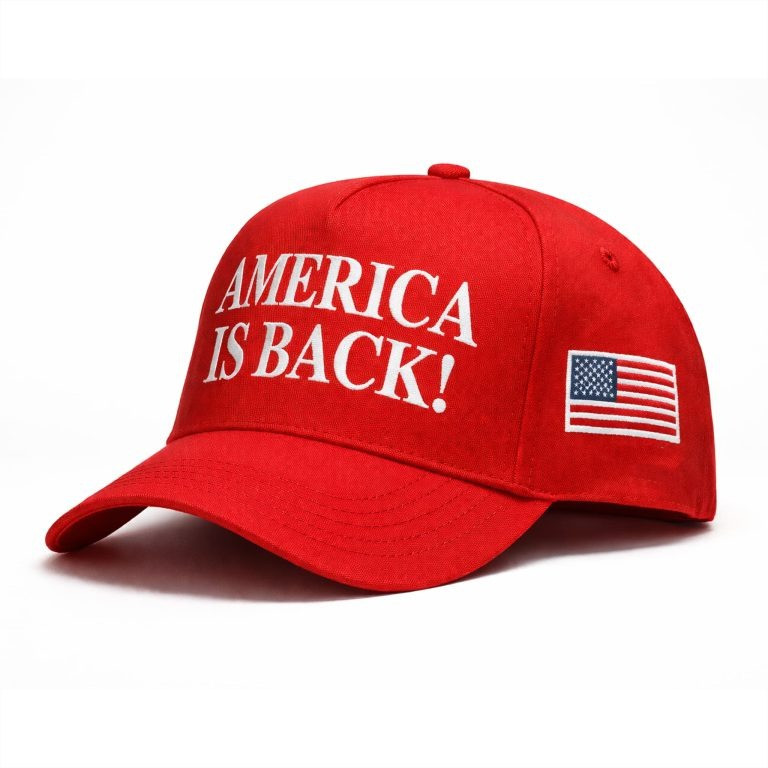 America Is Back Hat USA Flag Ball Cap Red Patriotic Merchandise Gifts Ideas - Image 2