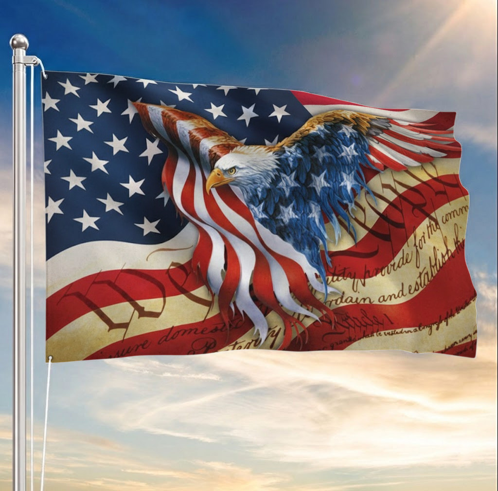 American Eagle Flag We The People Patriotic Grommet Flag USA Gift For Patriots