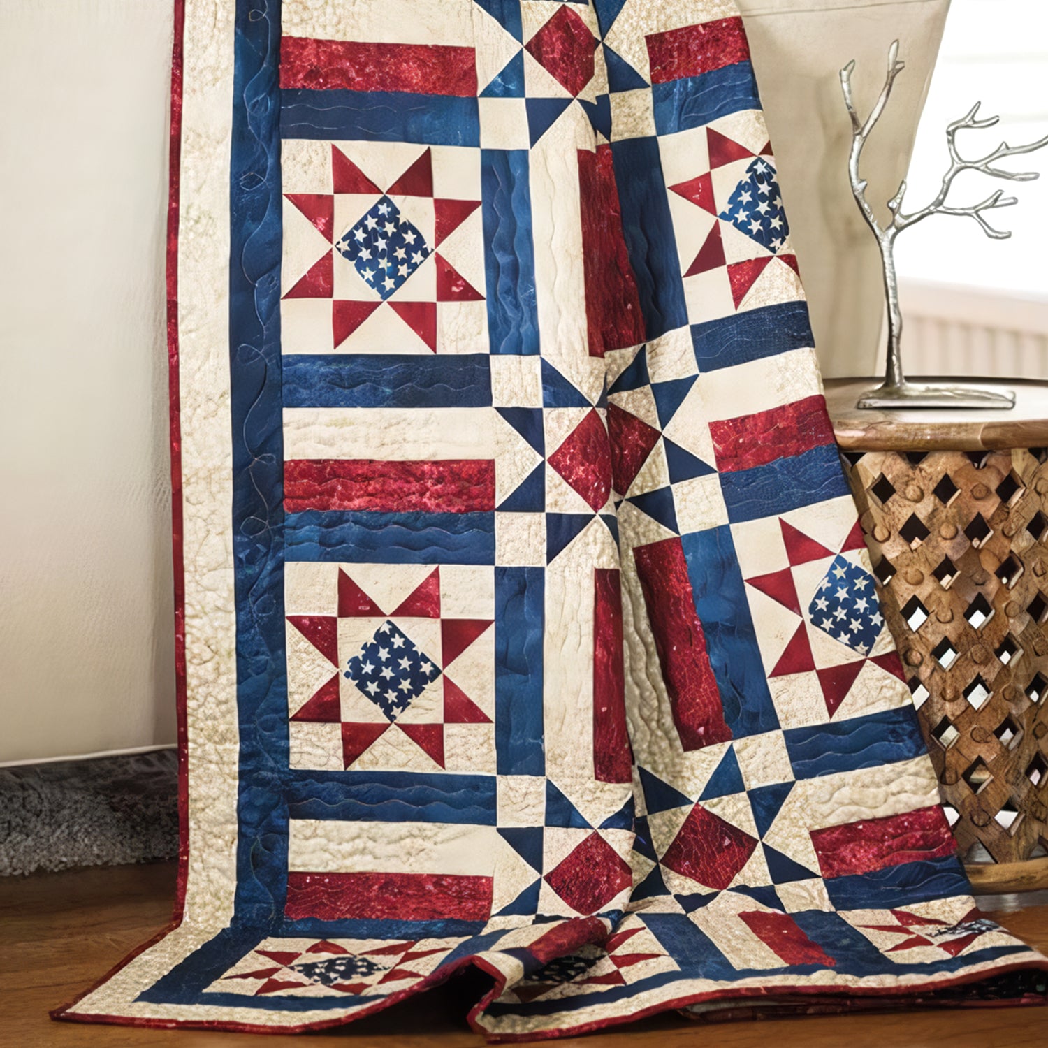 American Patchwork Quilted Blanket Best King Sheets 4Th Of July Gifts