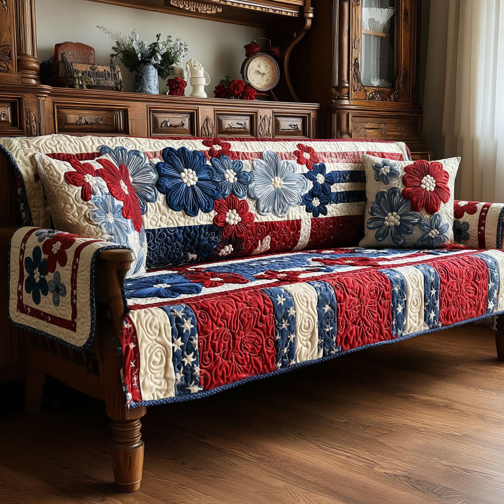 Americana Blossom Quilted Sofa Cover The Best Slipcovers Patriotic Gifts For Men
