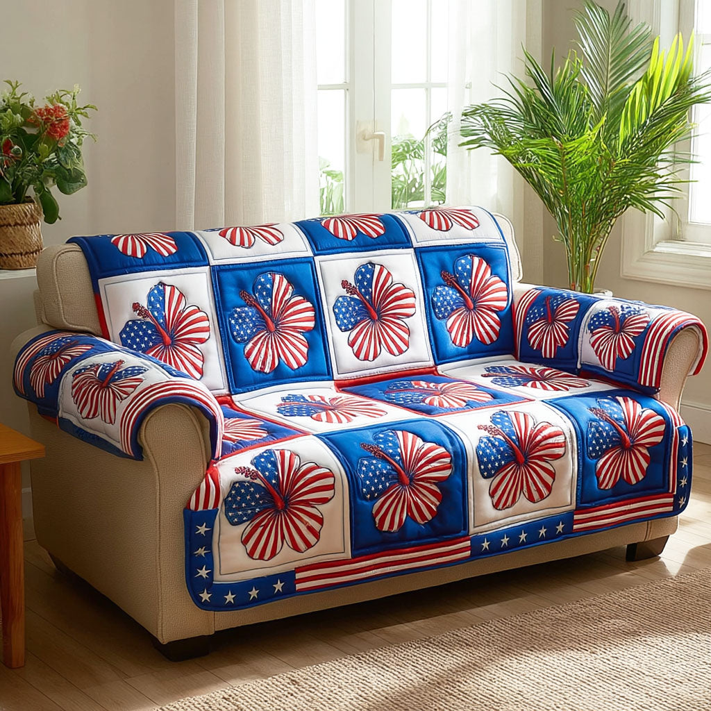 Americana Flower Quilted Sofa Cover Furniture Covers For Sofas Good Gifts For Mom Birthday