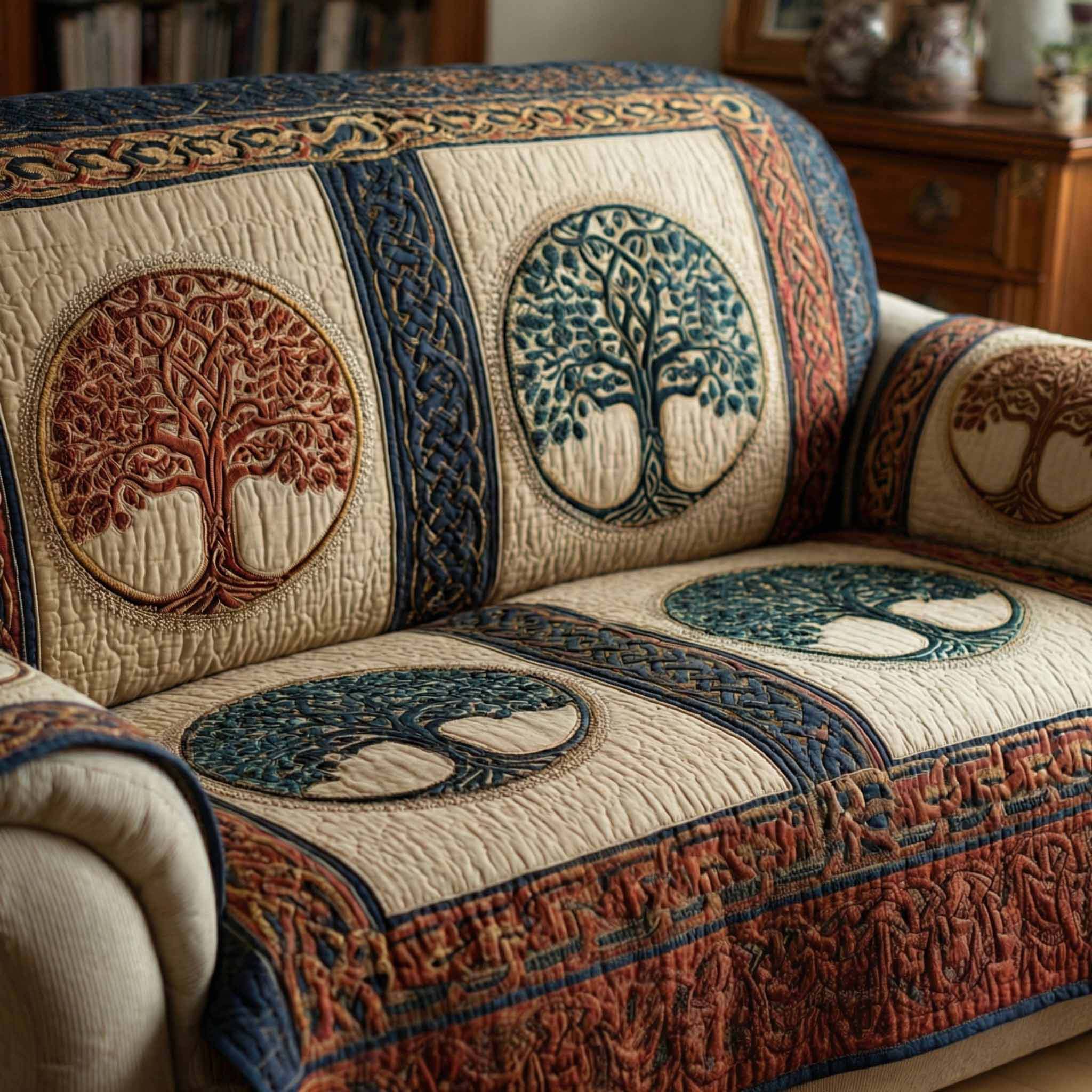 Ancestral Roots Quilted Sofa Cover Sectional Couch Covers Tree Of Life Gifts Mother'S Day