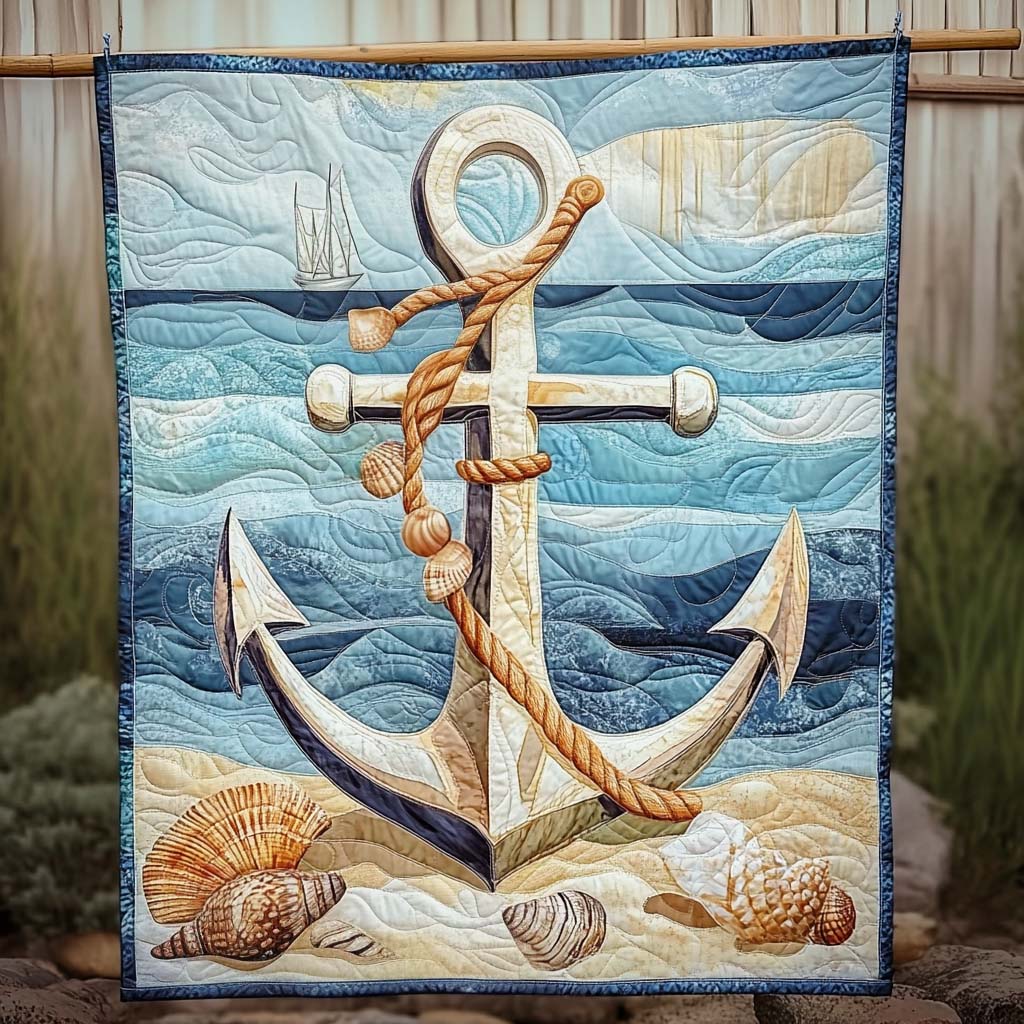 Anchor Serenity Quilted Blanket Bed Decor Anchor Related Gifts