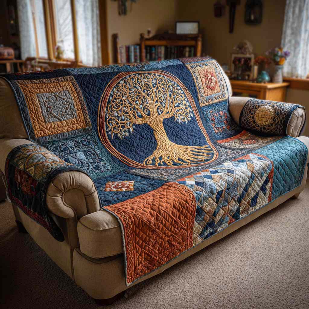 Ancient Branches Quilted Sofa Cover Sofa Protector Tree Of Life Gifts For Adults