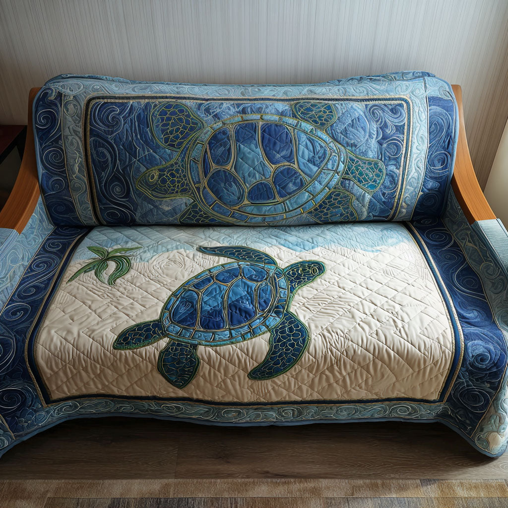 Ancient Current Quilted Sofa Cover Living Room Decor Ideas Sea Turtle Gifts For Her