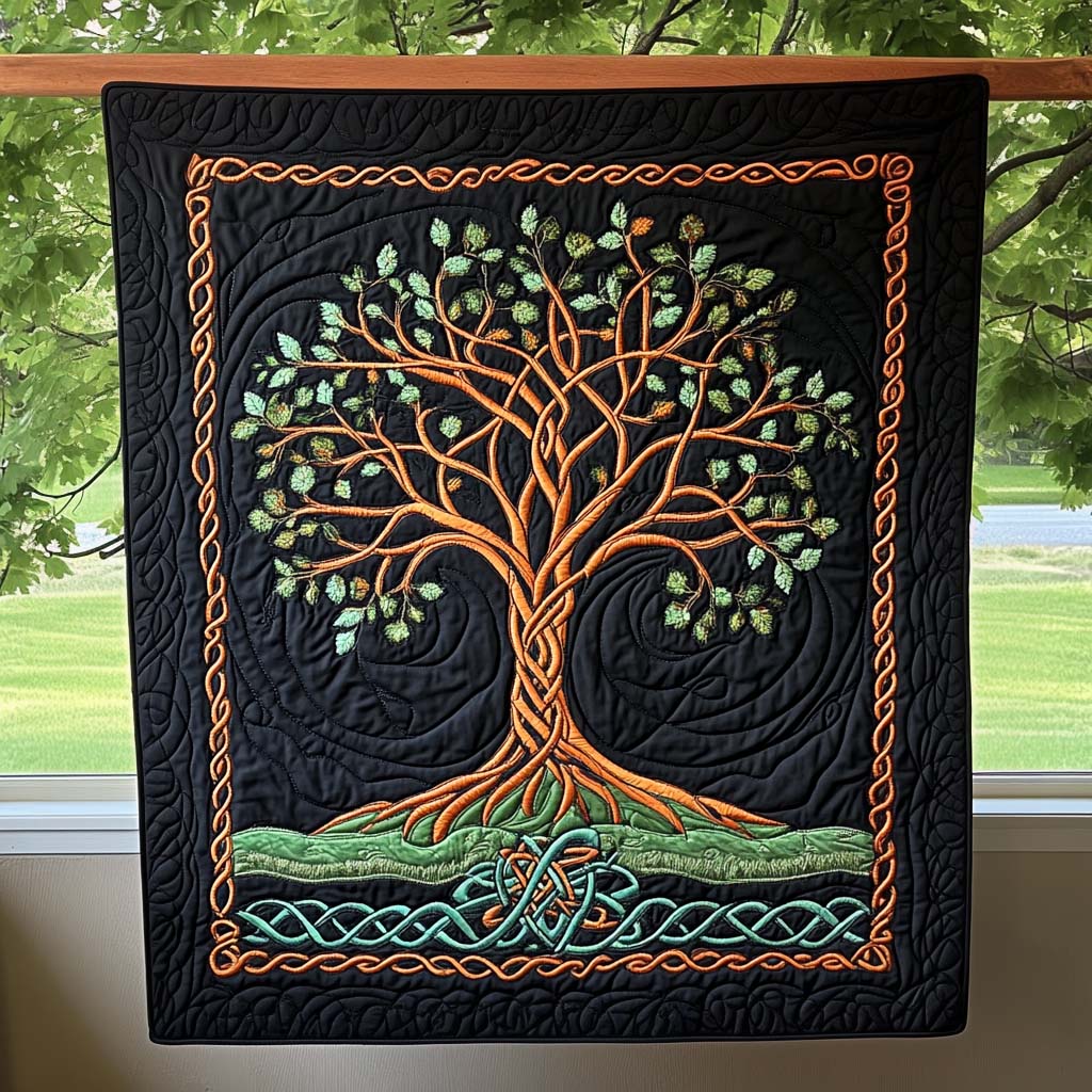Ancient Roots Quilted Blanket Cozy Bedroom Decor Tree Of Life Themed Gifts