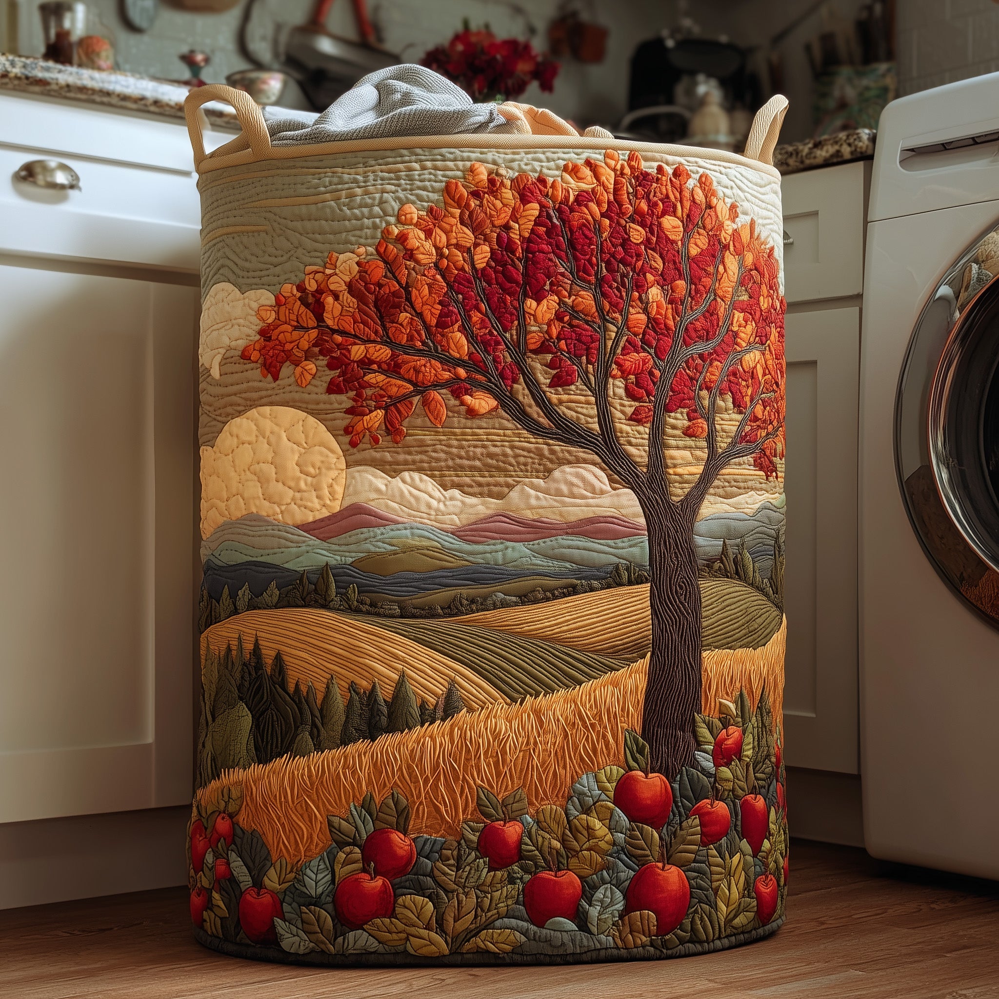 Apple Hills Quilted Laundry Basket Best Autumn Scenery Gifts For Autumn Lovers