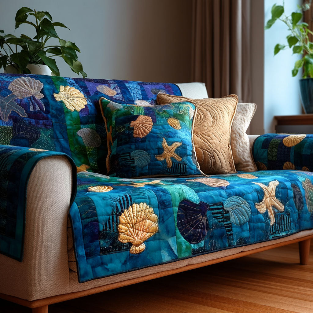 Aqua Calm Quilted Sofa Cover Best Sofa Covers Beach Related Gift Ideas