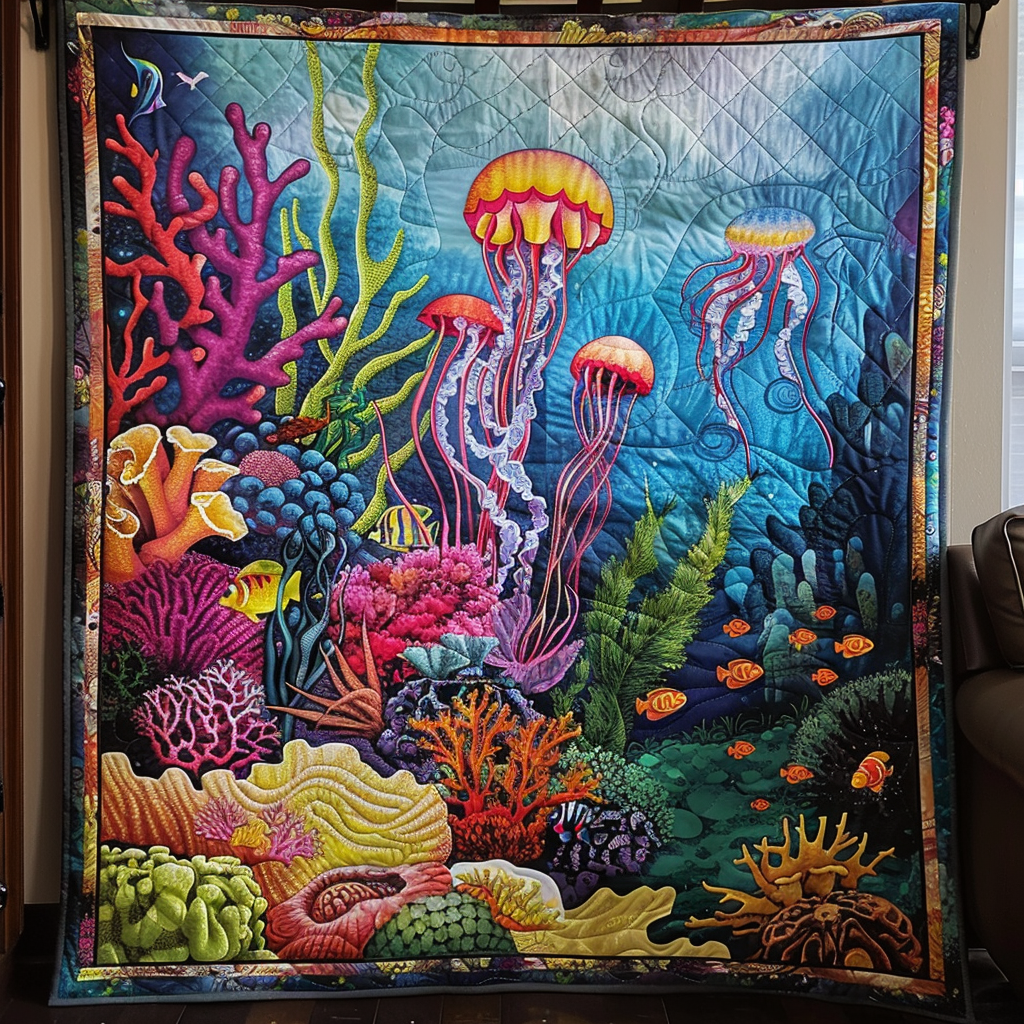 Aquatic Majesty Quilted Blanket Cover Bed Set Birthday Presents For Dad