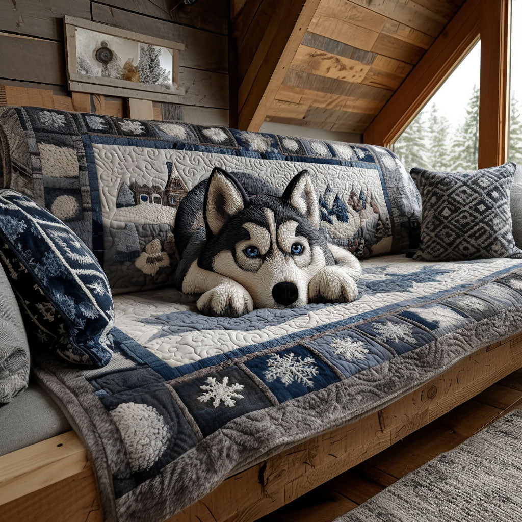 Arctic Gaze Quilted Sofa Cover Christmas Sofa Cover Best Presents For Dog Owners