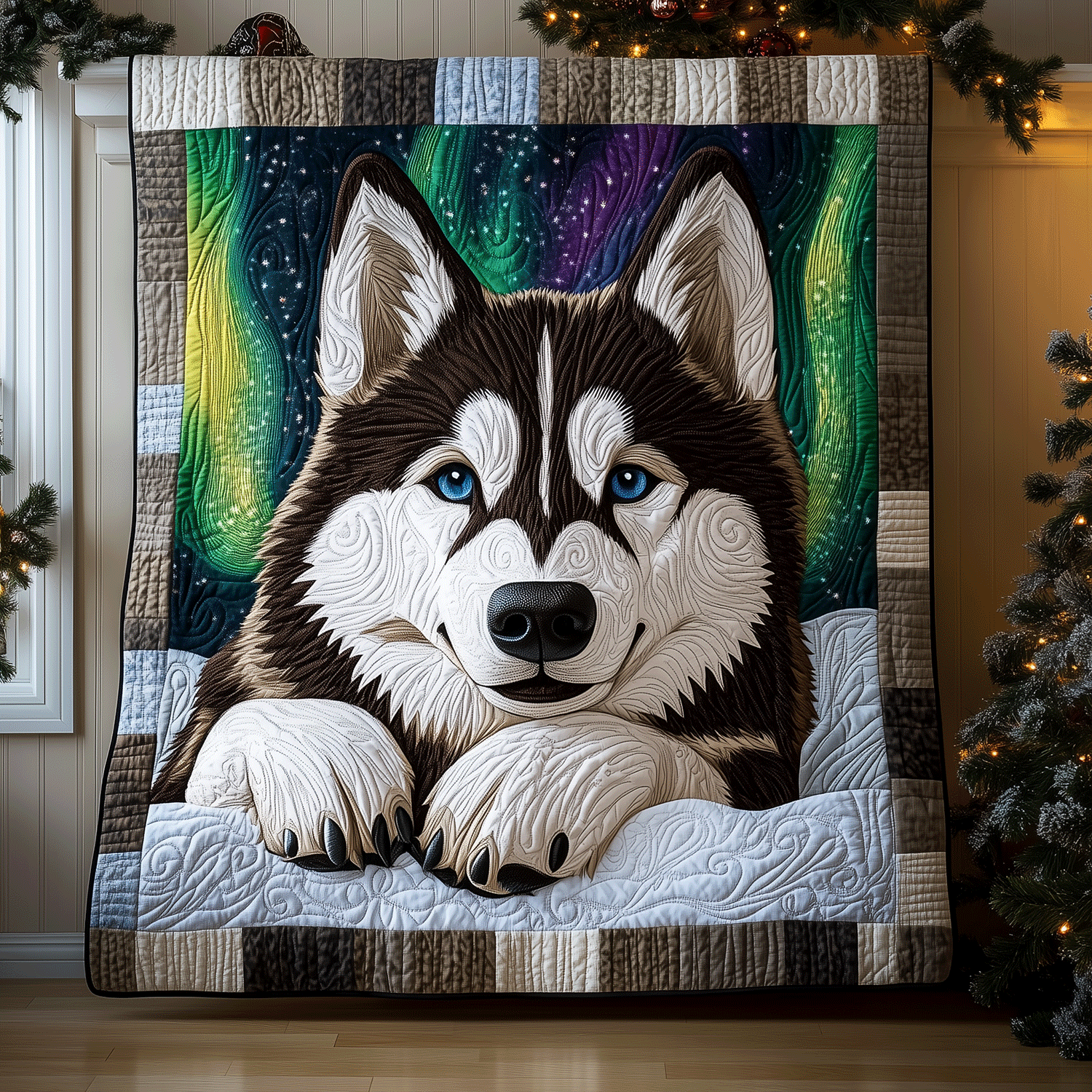 Arctic Husky Dream Quilted Blanket Comforter Sets Best Gifts For Husky Owners