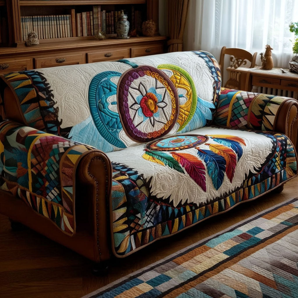 Artisan Wind Quilted Sofa Cover Best Couch Covers Native American Gifts Online