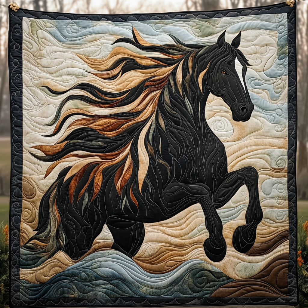 Artistic Mystical Steeds Quilted Blanket Bedding Ideas Fathers Day Gift From Daughter